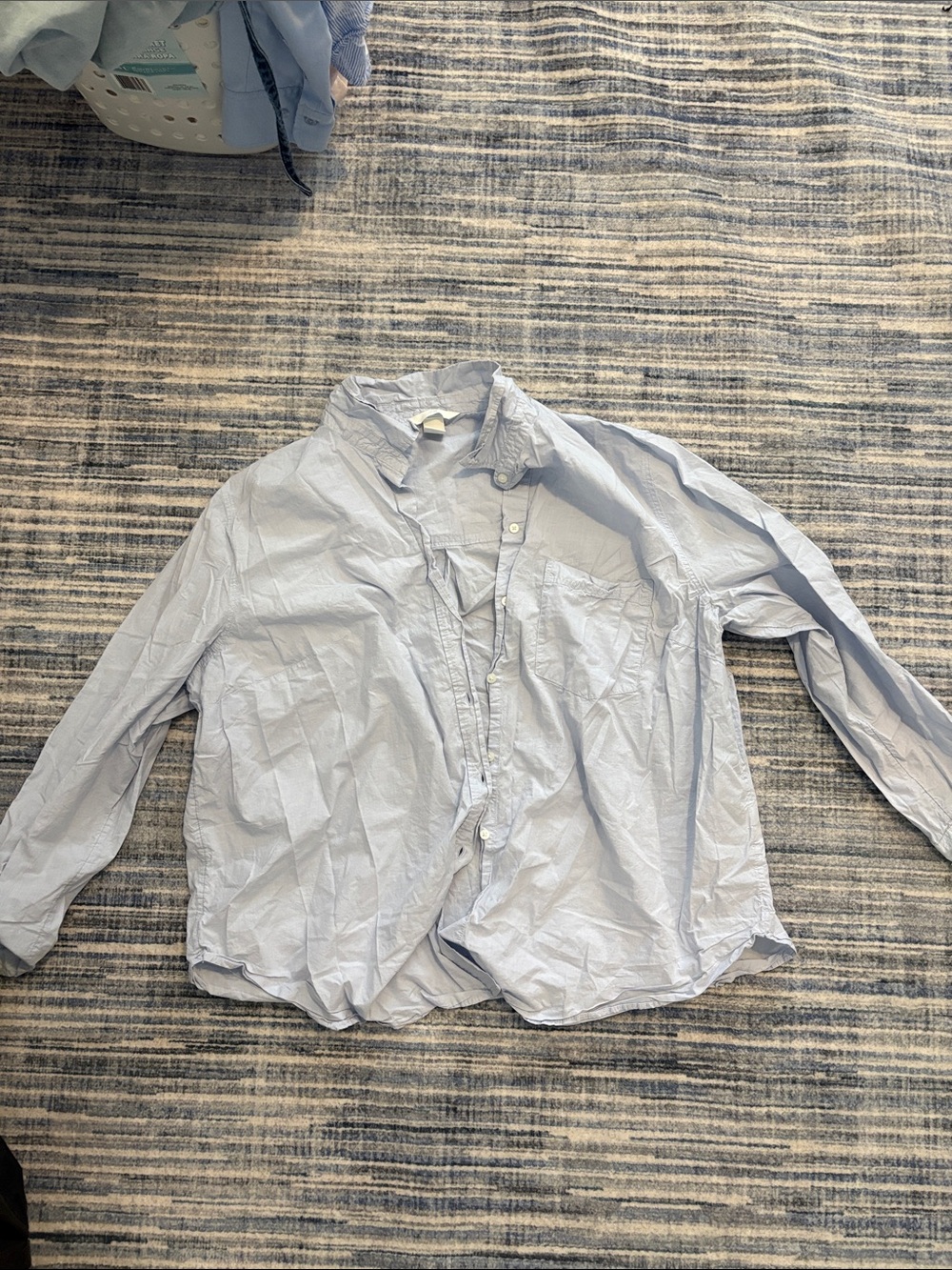 H&M Pale Blue Relaxed Button-Down Shirt